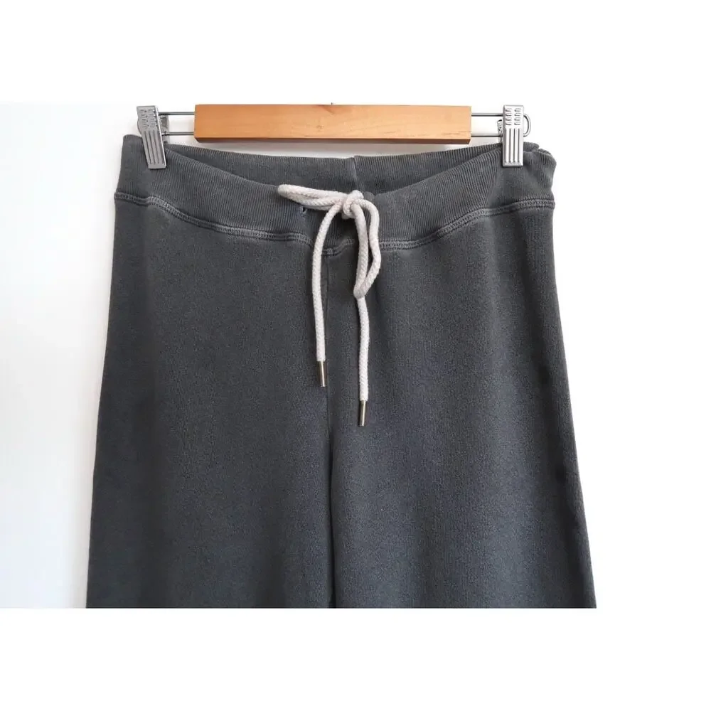 THE GREAT The Wide Leg Cropped Sweatpant Lounge Washed Black Shopbop 0 XS $195 - Picture 3 of 11